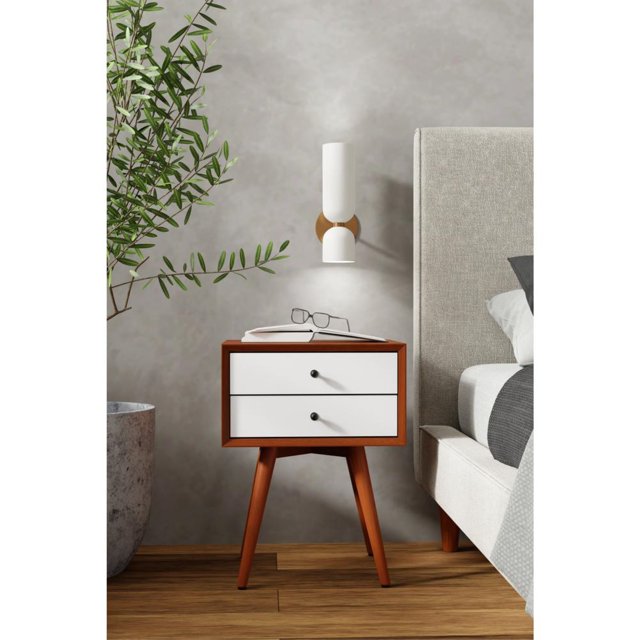 Flynn Petite Table de Chevet, Gland & Blanc