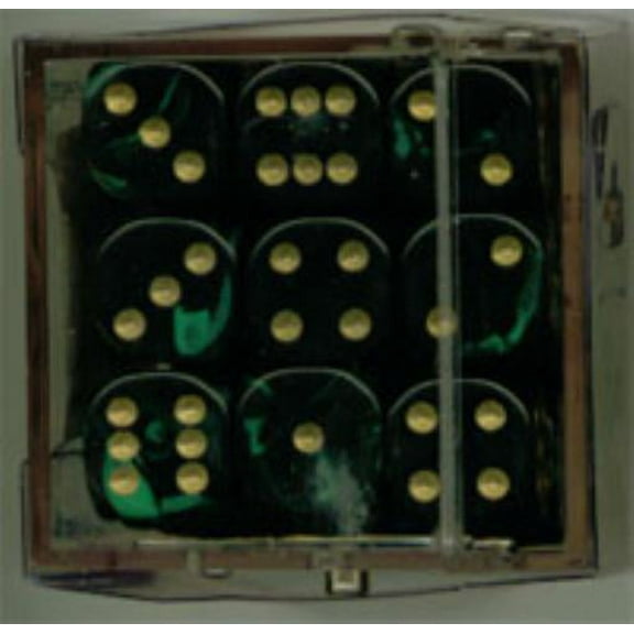 d6 12mm Green w/Gold (27) New