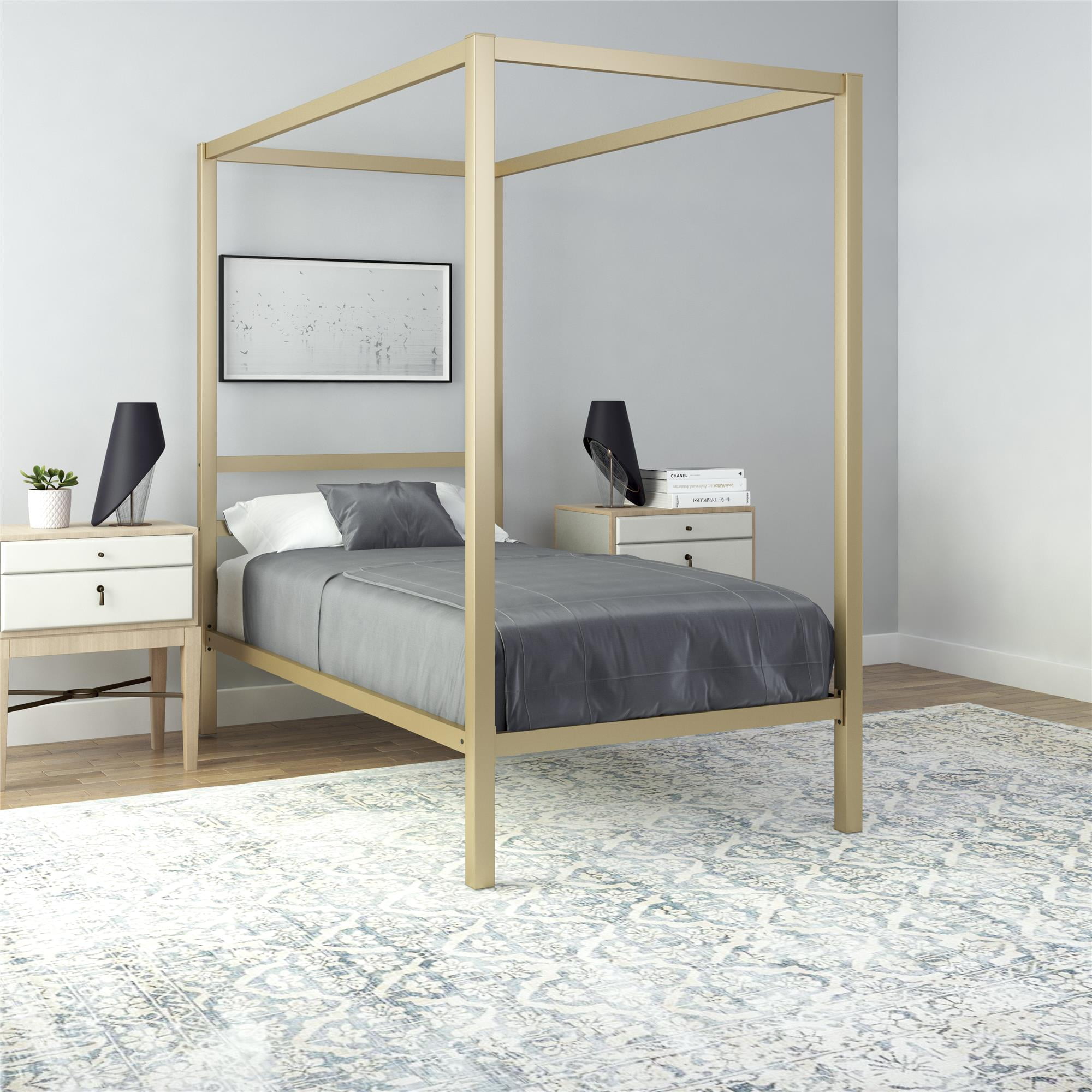 DHP Modern Metal Canopy Platform Bed Frame, Twin, Gold