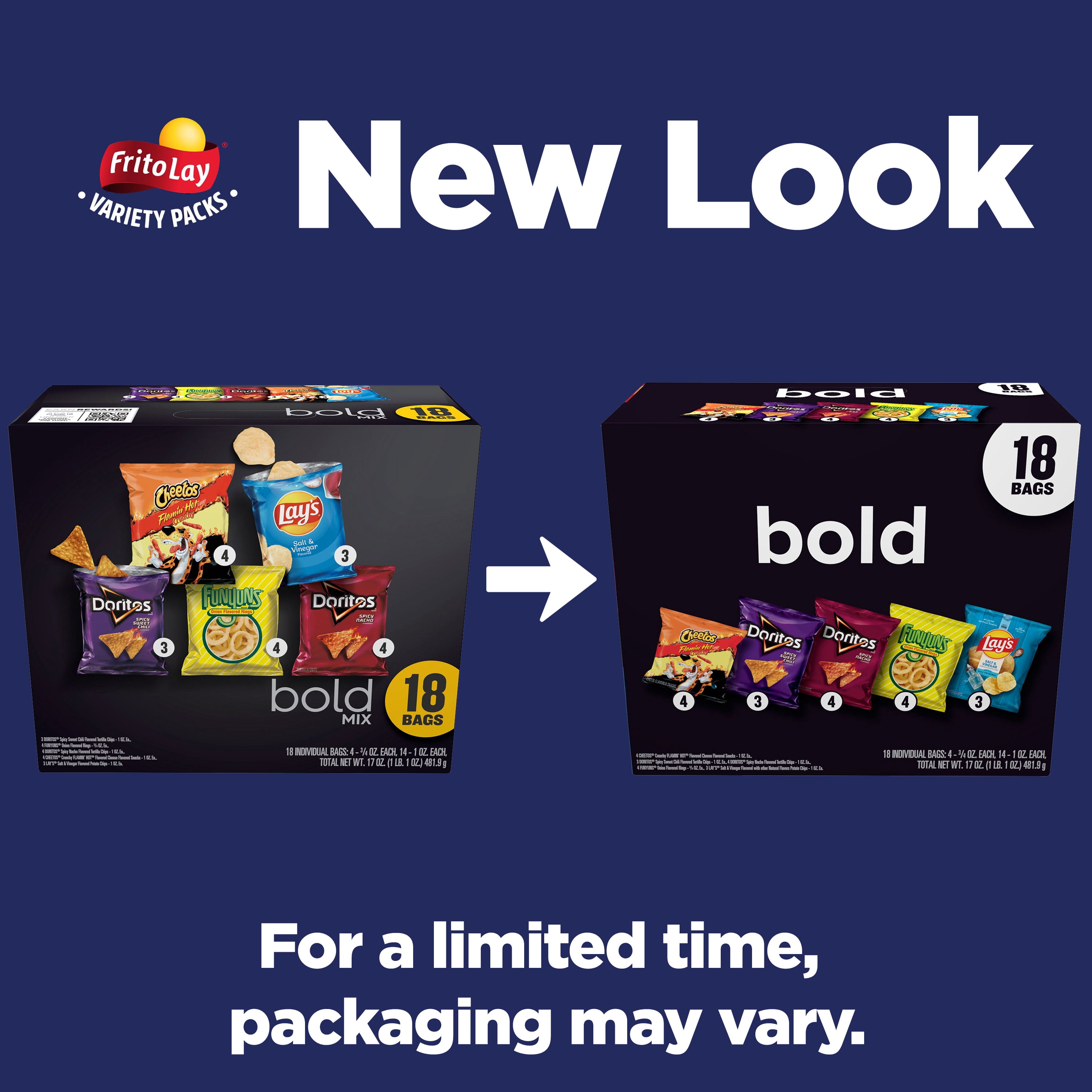 Frito Lay Bold Mix Chips Variety pack, 18 pack