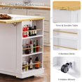 thumbnail image 4 of Homy Casa 53" Kitchen Island with 2 Bar Stools, Power Outlets, Storage, White, MDF, 4 of 6
