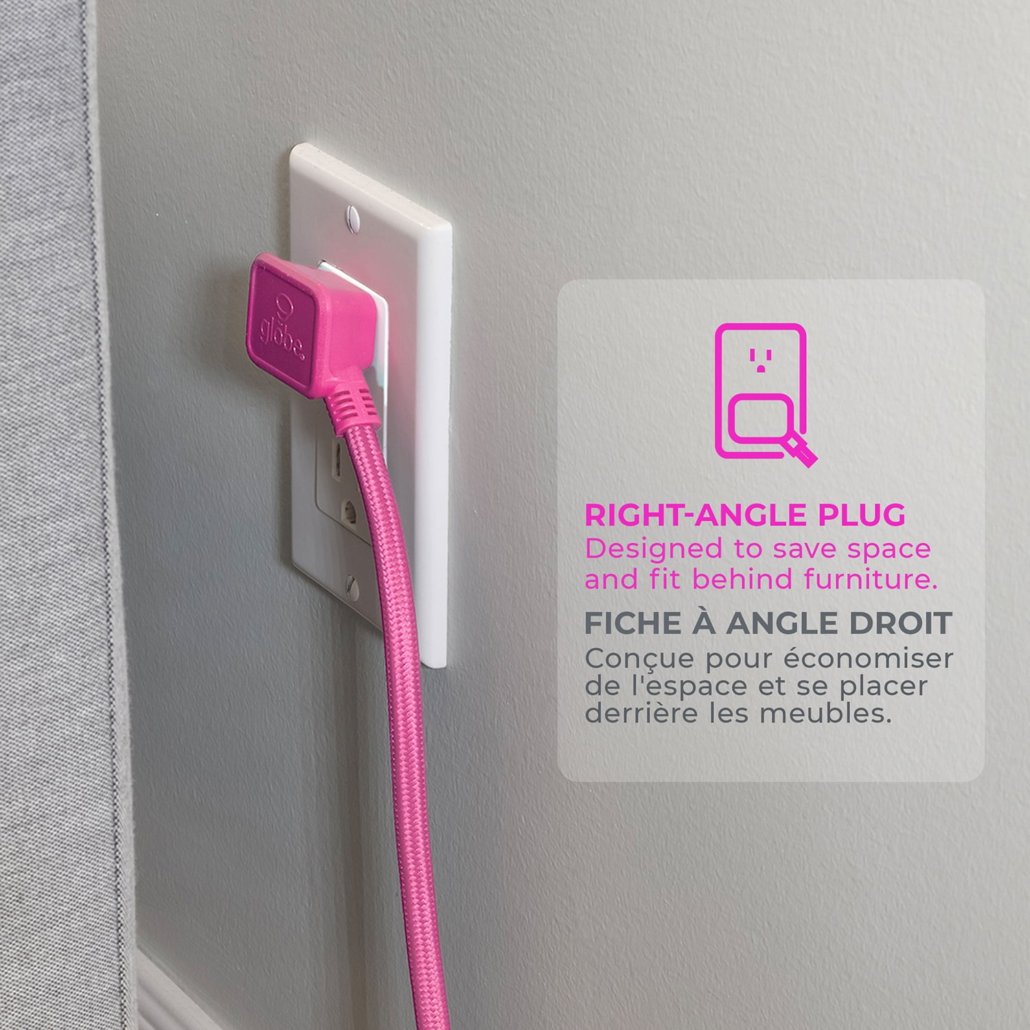 Globe Electric 9-ft Neon Pink Fabric Extension Cord
