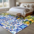 thumbnail image 4 of Lemons Large Area Rugs 5x8 ft National Style Summer Lemon Blue Floral Texture Washable Rug Non Slip Indoor Carpet Absorbent Floor Mat for Living Room Bedroom Dining Room, 4 of 9