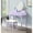 Purple, variant on Contemporary White Wood Vanity And Stool - Metal Glide Drawers, Seating, 32.3"w X 16.99"d 52.06"h 19.68" Mirror Diameter, 16.99"w