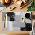 thumbnail image 2 of Placemats Set of 8, Black Grey Woven Placemat, Linen Place Mats for Kitchen/Dining Tables, Abstract Geometric Color Block Oil Painting Washable Table Mats for Party, 2 of 8
