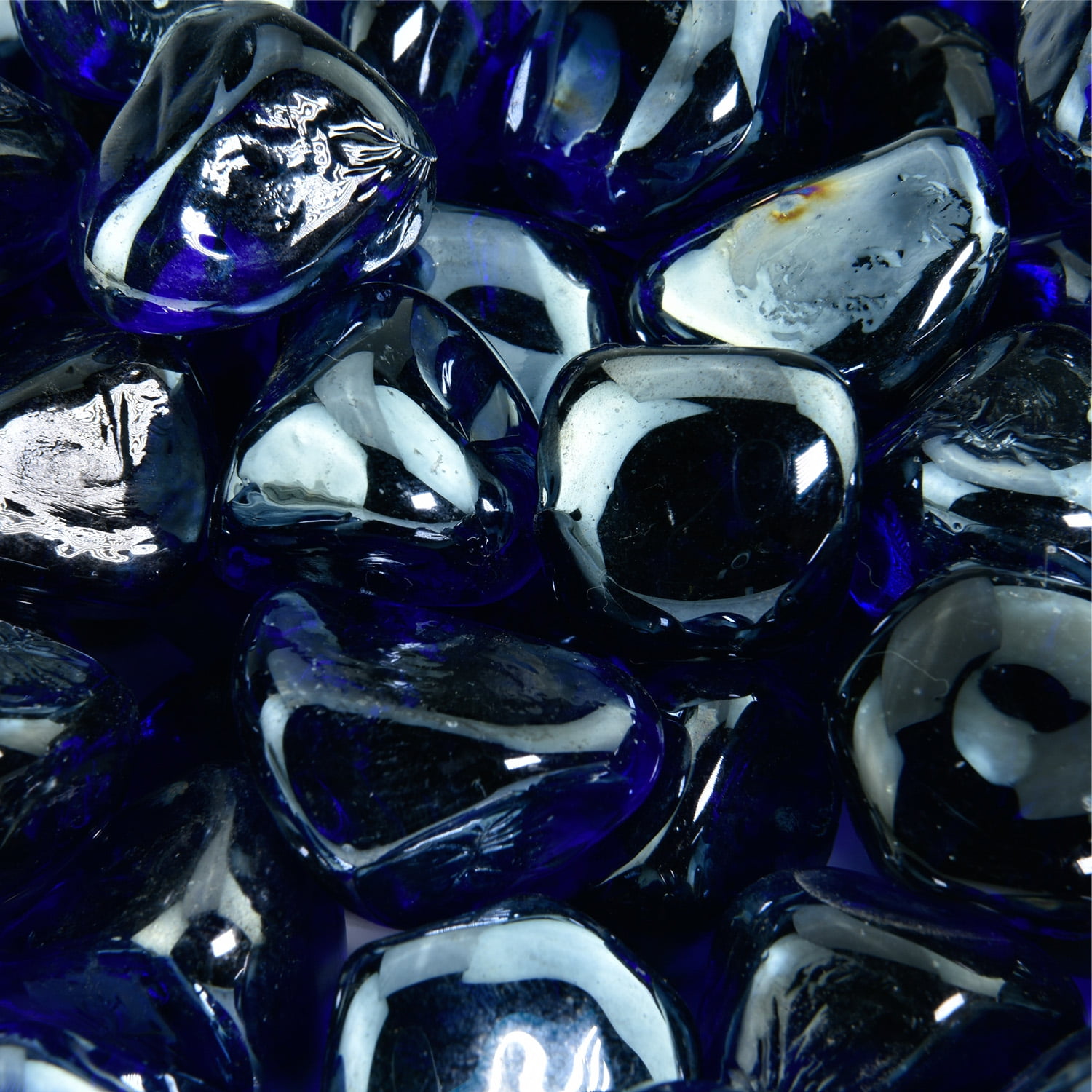 3/8 Inch Deep Sea Blue Fire Glass Dots for Indoor and Outdoor Fire Pits or Fireplaces 10 Pounds 