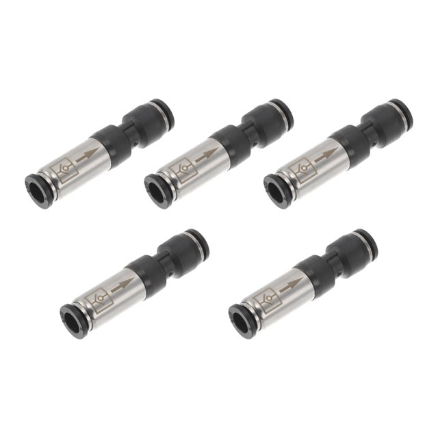 Conectores de aire de empuje únicos Bargains 5/16" válvula de retención unidireccional de plástico y metal 5 piezas tono negro y plata