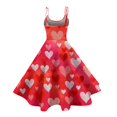 thumbnail image 4 of LWavelet 2026 Valentine's Off-the-shoulder Heart Polka Dot Dress, Women's Rose Accent Flowy A Line Sundresses Watermelon Red XL, 4 of 4