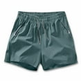 thumbnail image 1 of Men's Casual Shorts for Spring and Summer - Solid Color Zip Pocket Slit Trousers with Tie Rope Detail Large Size Five-Pocket Design, 1 of 3