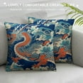 thumbnail image 3 of JEUXUS Blue Teal Sofa Pillowcase Dragon Orange Navy Blue Turquoise Throw Pillow Case Chinoiserie Style Pillows Nursery Decor Modern Linen Pillow Cover for Sofa Chair Car, 3 of 5