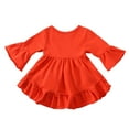 thumbnail image 5 of XYIJANI Girls Skater Dress Kids Toddler Baby Girls Autumn Summer Solid Cotton Long Ruffle Sleeve Princess Dress Clothes Girls Maxi Dress Size 14-16 Girls Dresses Size 8 (Red,80), 5 of 5