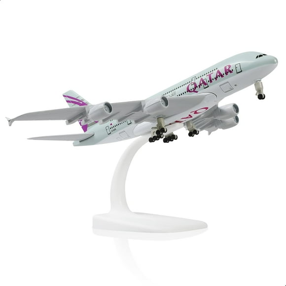 NUOTIE A380 Qatar 1/300 Die-cast Metal Airplane Model -A380 Sky Jumbo a380 Model Plane with Stand (7.5 inches Long) for Aviation Enthusiast Gift or Display Decorations