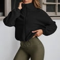 thumbnail image 2 of Bibifish Womens Jackets Stand Collar Drawstring Waist Fuzzy Full Zip Up Jackets Rib Cropped Fit Warm Soft Casual Streetwear Daily Wear Trendy Jackets, 2 of 6