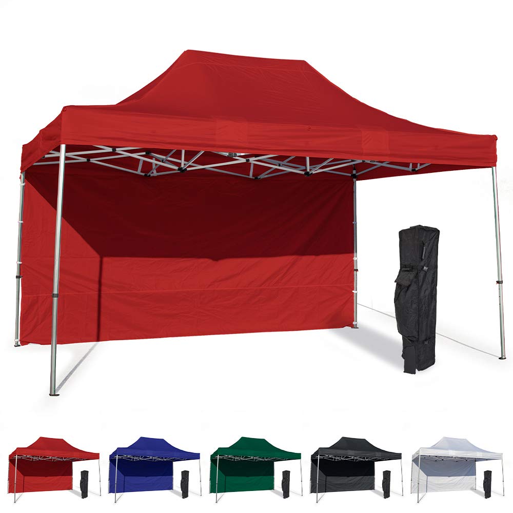 Red 10x15 Instant Canopy Tent and Side Wall Commercial Grade Steel
