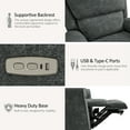 thumbnail image 4 of MCombo Fauteuil Inclinable en Tissu, Capacité de 400 Lb, Swivel, Gris Foncé, 4 of 10