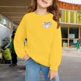 thumbnail image 2 of KAUOD Girls Cotton Crew Neck Sweatshirts Cute Heart Print Ribbed Cuffs Pullover Sweater Teen Kids Long Sleeve Shirt Tops, 2 of 6