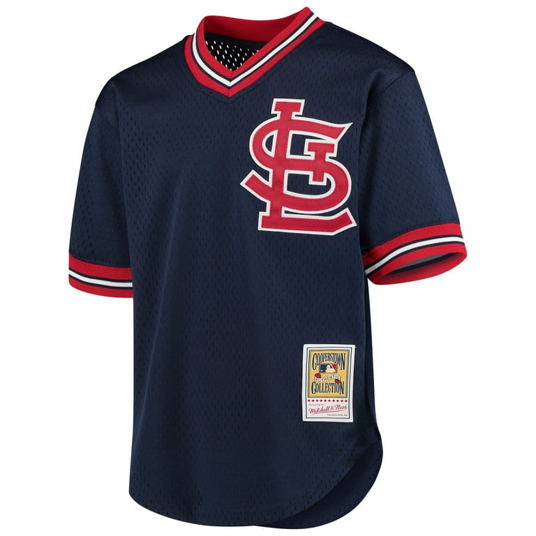 Youth Mitchell & Ness Ozzie Smith Navy St. Louis Cardinals Cooperstown  Collection Mesh Batting Practice Jersey 