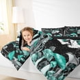thumbnail image 4 of jejeloiu Cyan Fungus Mushroom Queen Comforter Set,Bohemian Rustic Plant Bedding Comforter Set For Adults Reversible 3-Piece, 4 of 8
