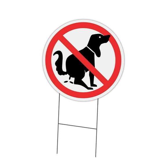 SignMission Corrugated Plastic Sign With Double Sided Image 16" Circular - No Dog Poo | Coroplast Yard Sign With Stake |  Made in the USA