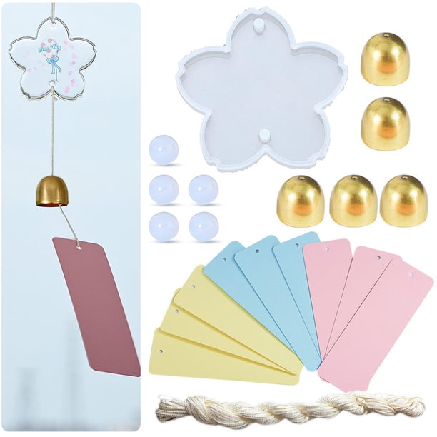 Moldes De Epoxi Juego de moldes de resina 21 piezas japonesas Sakura Wind Chimes moldes de silicona (B) Wdftyju Libre de BPA