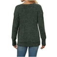 thumbnail image 4 of Lovskoo 2024 Womens Sweaters Long Sleeve Winter Fall Casual Solid Color V-Neck Knitted Loose Sweater Top Olive Green S, 4 of 8