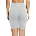 thumbnail image 3 of BALEAF Biker Shorts Women Yoga Gym Workout Spandex Athletic Running Volleyball Tummy Control Compression with Pockets 8" Light Grey M, 3 of 5