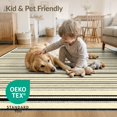 thumbnail image 4 of ODIKA 6'x9' Washable Area Rug Non-Slip, Chair-Friendly, Striped Boho Slim Border Door Cream Banded Ticking Farmhouse Flowing Dynamic for Dining Room, Under Table, Office Décor, 4 of 7