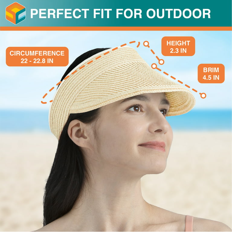 Women Summer Visor Hat Sun Wide Brim Cap Beach Uv Straw Cover Protection  Ladies