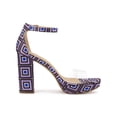 thumbnail image 3 of BLISSFUL STEP Women's Printed Clear Platform Block Heels Sandals Purple 7.5, 3 of 7