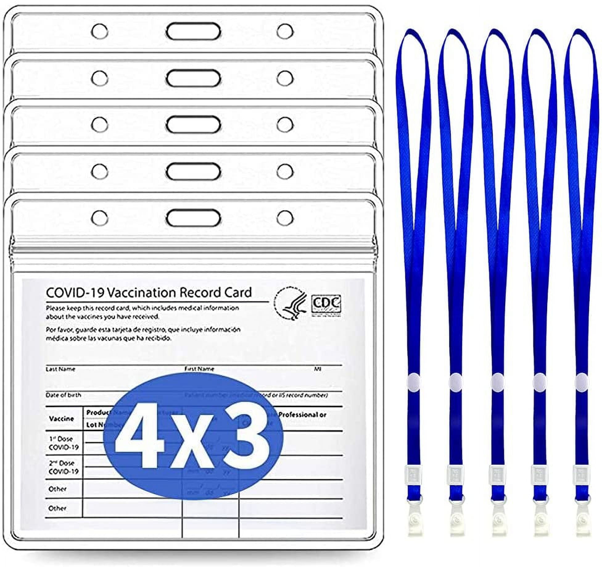 plastic sleeves for vaccine cards MoKo 10-Pack 4"x3" Card Protector with Lanyard & Clip, Portable PVC Ca Mokodirect resistant and corrosion Plastic Sleeve Vaccine Card