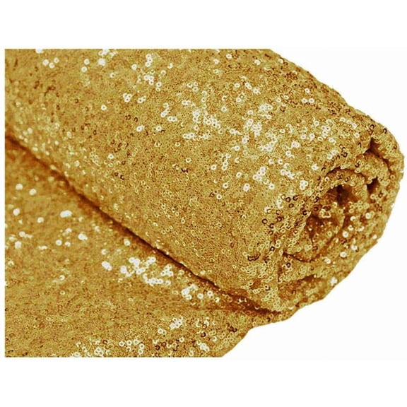 DECORATIVE SILK INC. Sparkly Glitz Sequins Beaded Fabric 54" Wide 100% Polyester By The Yard( GOLD )