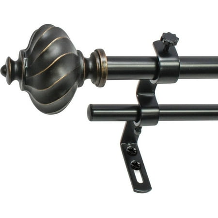 Montevilla Core Ribbed Knob 5/8" Double Curtain Rod Set