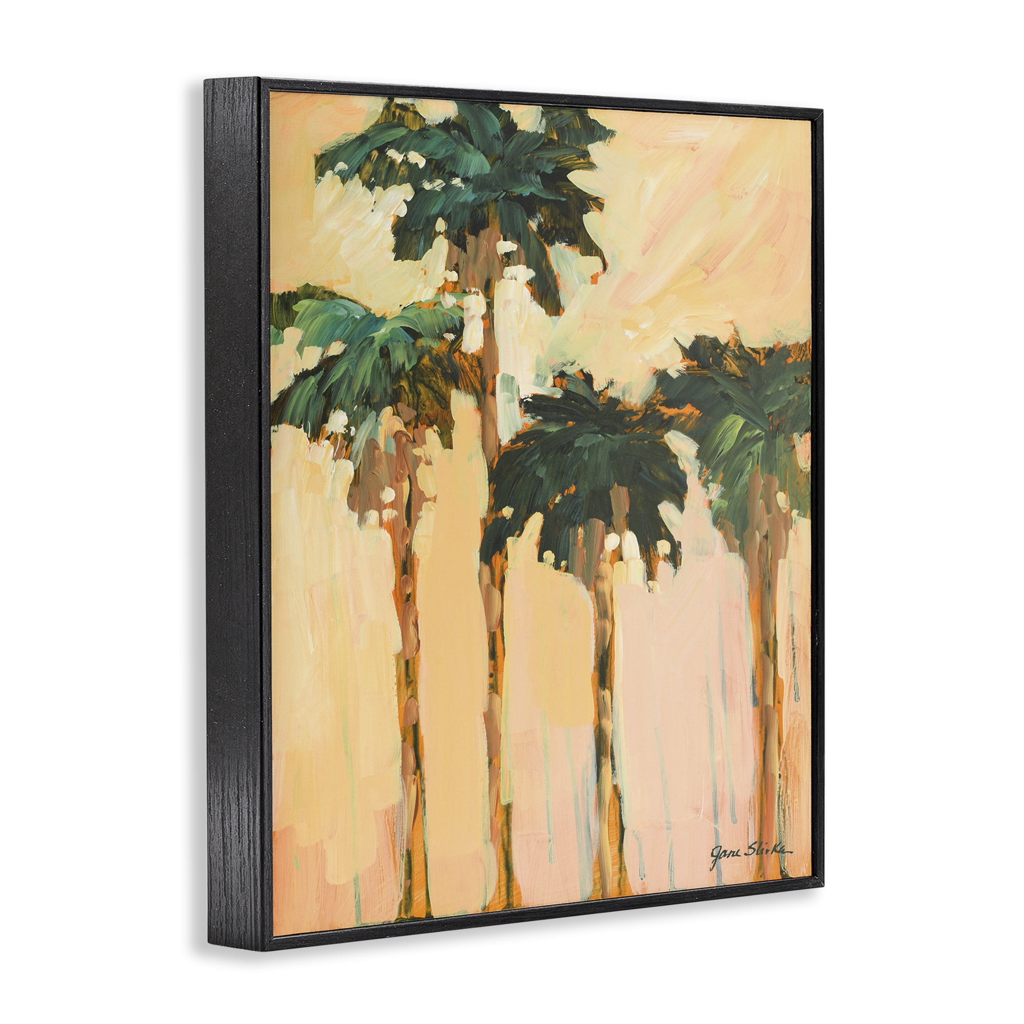 Stupell Industries Shady Palms Impression Coastal Painting Black Framed Art Print Wall Art, 11 x 14