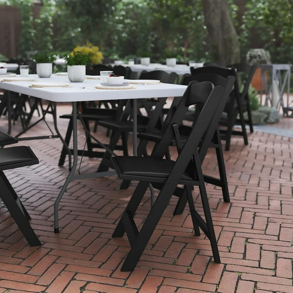 Set of 2 Black Resin Folding Event Chairs - 1,000 lbs. Static Weight Capacity per Chair