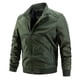 thumbnail image 2 of Chaquetas Hanzidakd para hombre, abrigos de invierno y otoño, manga larga, color liso, cuello alto, bolsillo con cremallera completa, ligeras, gabardinas holgadas, cárdigan informal, tops, verde, 2 of 3