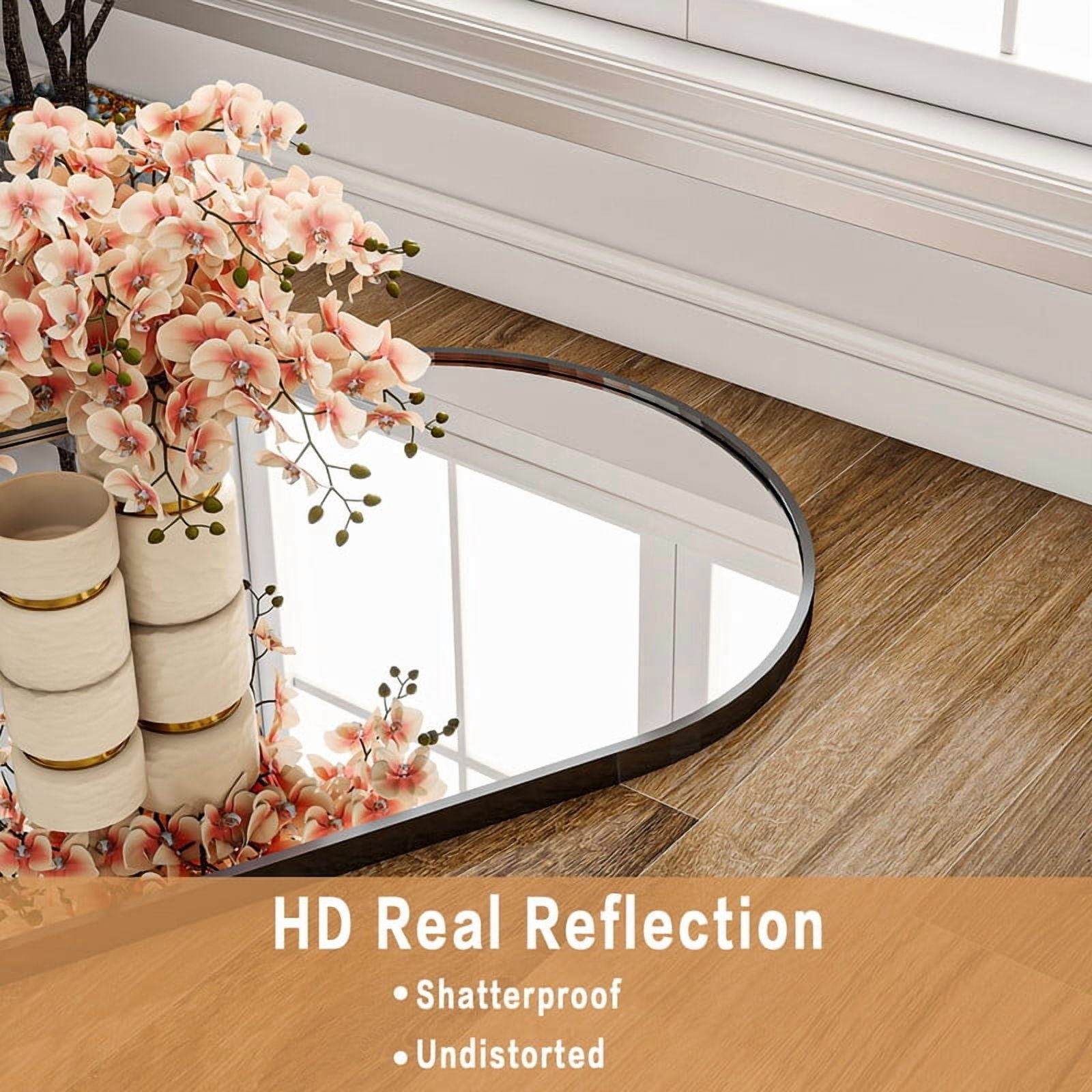 Mirrasia 68" x 22" Arched Full Length Mirror With Stand Floor Mirror Wall Mounted, Black