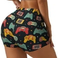 thumbnail image 2 of Xecao Retro Video Game Print Workout Shorts for Women Soft Smooth Gym Yoga Scrunch Active Tennis Workout Running Shorts, 2 of 9