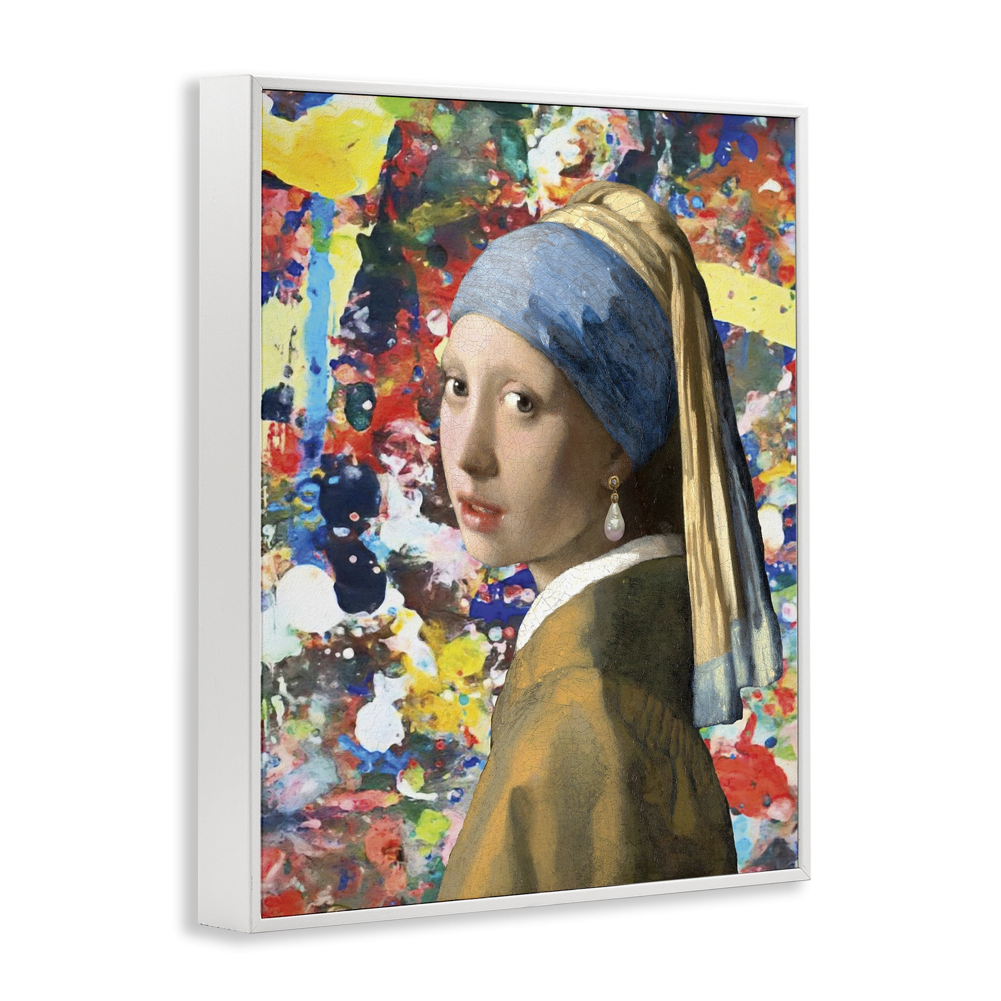Stupell Industries Modern Splatter Iconic Pearl Earring White Framed Giclee Art, design by Grotto Studios