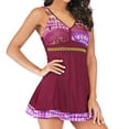 thumbnail image 2 of Womens Swimsuits Plus Size Conservative Geometric Print One Piece,Red,5XL, 2 of 4