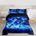 thumbnail image 2 of Homewish Ice Hockey Full Size Comforter Sets 3-Piece for Kids Teens Adults,Sport Gamer Bedding Comforter Set,Blue Black Lightweight Bedding Sets,Breathable Home Decor,Reversible, 2 of 8