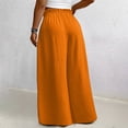 thumbnail image 6 of Plus Size Women's Solid Color Plus Size Elastic Wide Leg Casual Pants with Pockets, Mid Waisted Loose Fit Soft Flowy Trousers for Work Office Beach Summer | UKHCCC,Orange 4XL, 6 of 7