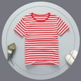 thumbnail image 2 of Plebaso Kids Stripe Cotton T Shirts Boys Girls Short Sleeve T-Shirts Crewneck Summer Tee Tops 3-13 Years, 2 of 5