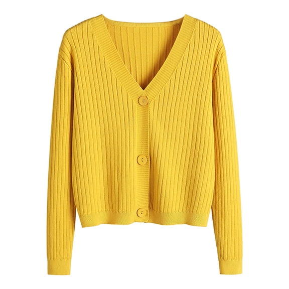 2025 Women's Cardigan,Women's Autumn And Winter Long Sleeve V Neck Soft Knit Solid Color Cardigan