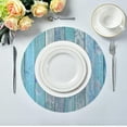 thumbnail image 5 of GZHJMY Blue Summer Wooden Round Placemats Durable Non-Slip Heat and Stain Resistant Placemat for Kitchen Table Decoration Outdoor BBQ Activities(4PCS) Table Mat, 5 of 7