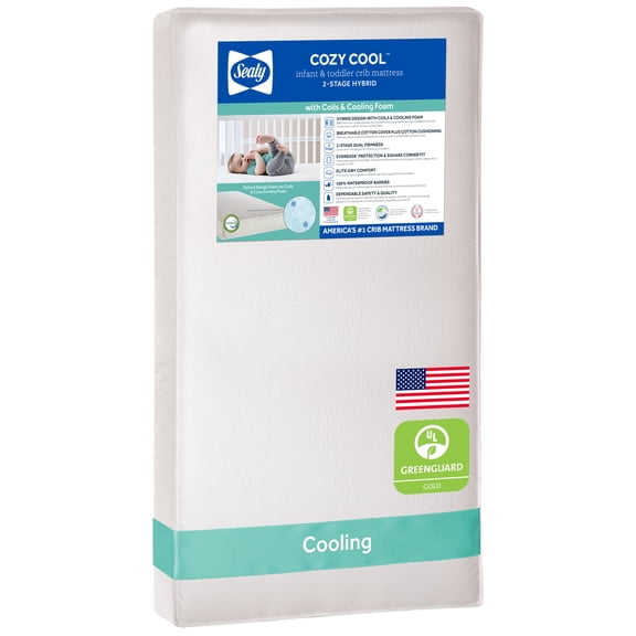 Sealy Cozy Cool Hybrid 2-Stage Innerspring Gel Baby Crib and Toddler Mattress
