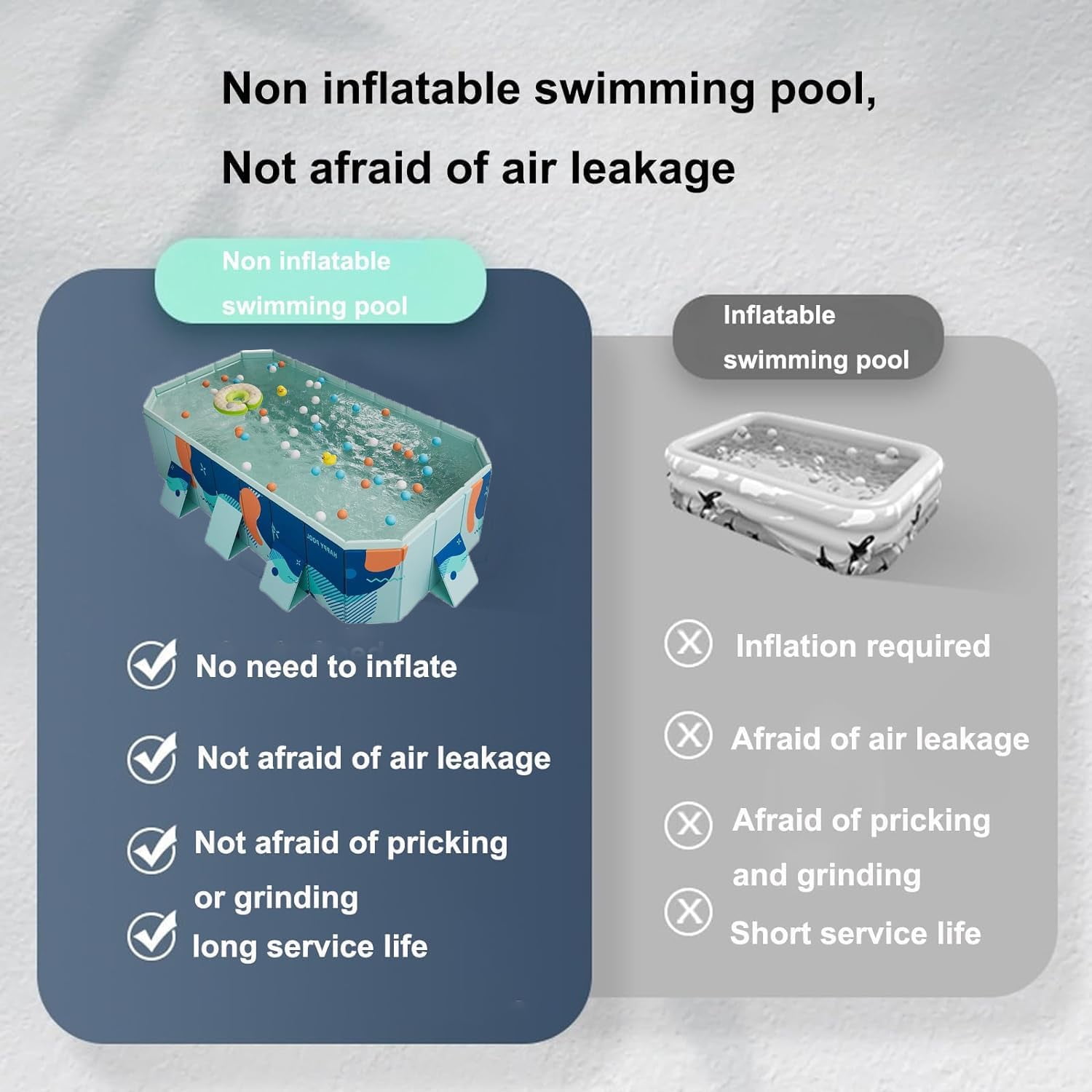 BEJOLO 2.6M Foldable Above Ground Swimming Pool for Family, Kids & Adults - Outdoor Garden Inflatable Pool(Maldives Blue)