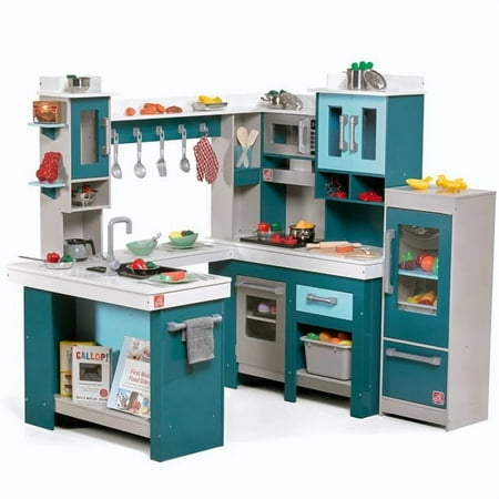 Step2 Grand Walk-In Wood Play Kitchen with 15 Piece Accessory Play Set