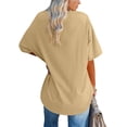 thumbnail image 5 of Fartey Plus Size Oversized T Shirts for Women 2025 Summer Half Sleeve V Neck Tops Loose Casual Drop Shoulder Tshirt Fashion Y2K Solid Color Tees Khaki L, 5 of 6