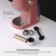 Thyme & Table Barista Mini Espresso Machine with 15-Bar Pressure and Steam Wand, Faded Rose