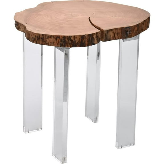 Maklaine Modern / Contemporary Live Edge Acacia Wood Top End Table